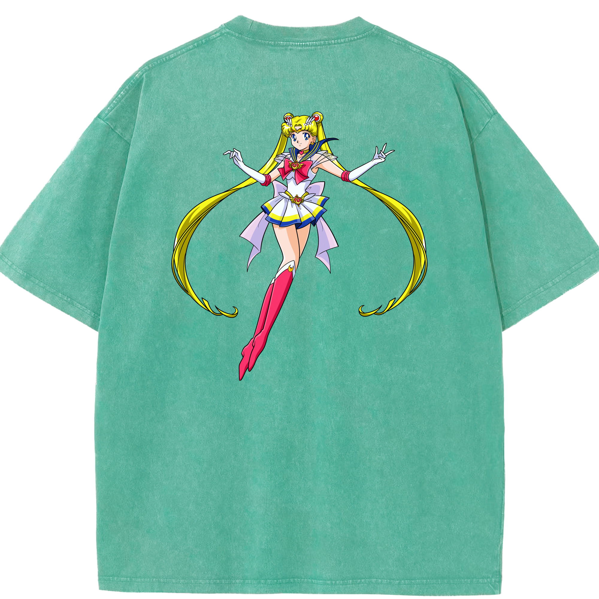 （画像用） 美少女戦士セーラームーン 月野 うさぎ つきの うさぎ Sailor Moon Tsukino Usagi 綿100% ヴィンテージ風 半袖Tシャツ（背面プリント）